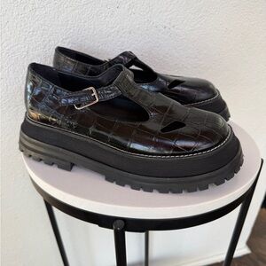 Burberry Croc Embossed Mary Jane’s